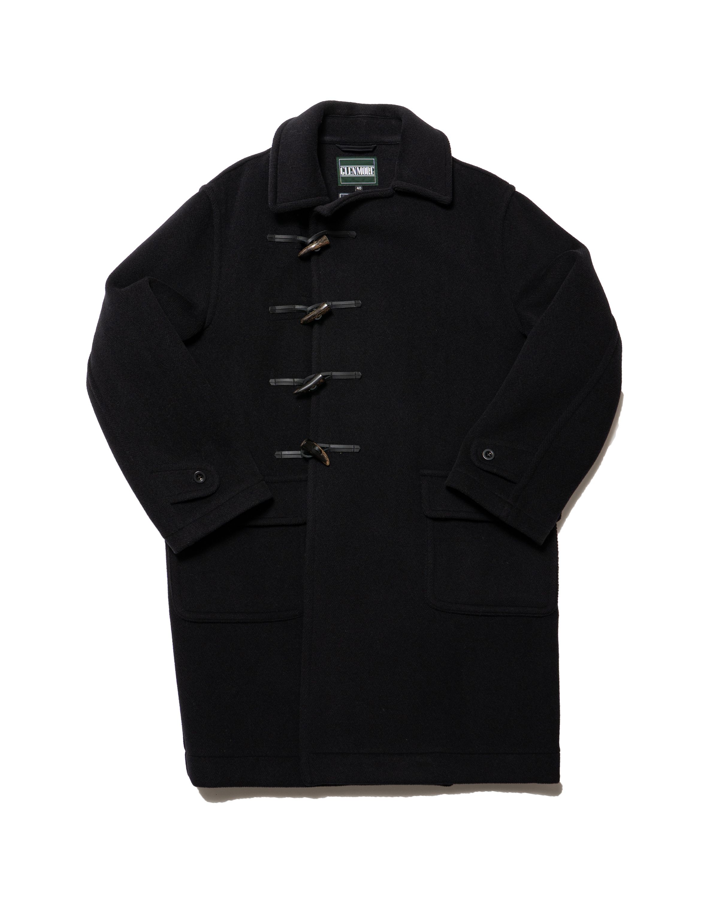 GLENMORE POSTMAN DUFFLE COAT — ブラック 衿付きポストマンダッフルコート